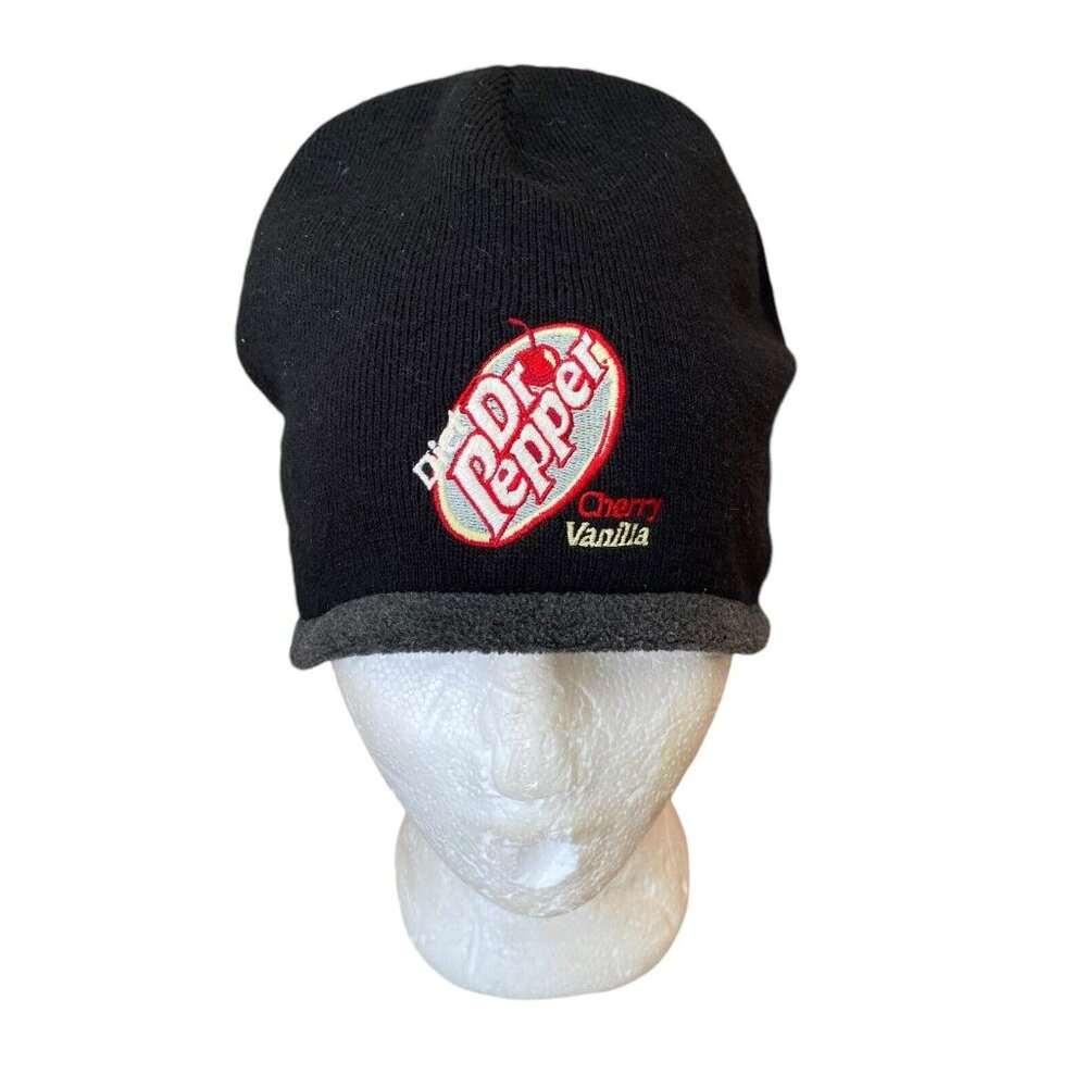 Dr. Pepper Toque Beanie Hat Diet Chery Vanilla Lined Embroidered Black